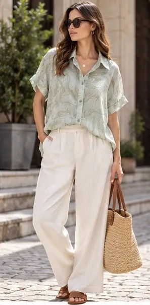 Sage Marble Printed Shirt